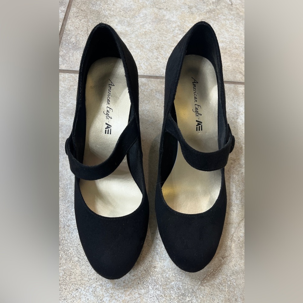 American Eagle Outfitters Black Strap Heels Like New